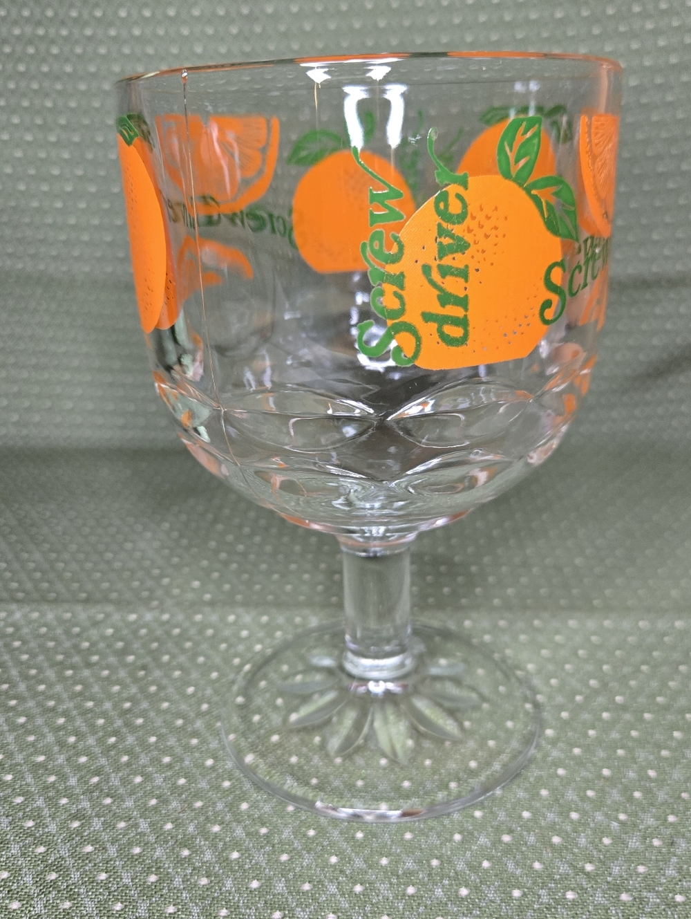Vintage Screwdriver Cocktail Goblet With Orange Design - Picture 3 of 9